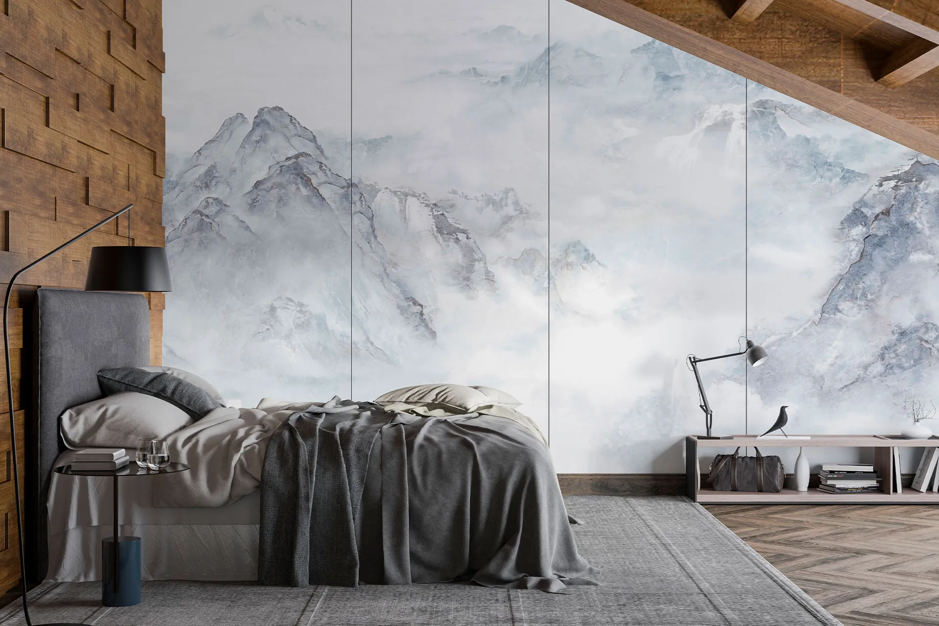 Фотошпалери фреска вид на гірський хребет з висоти.