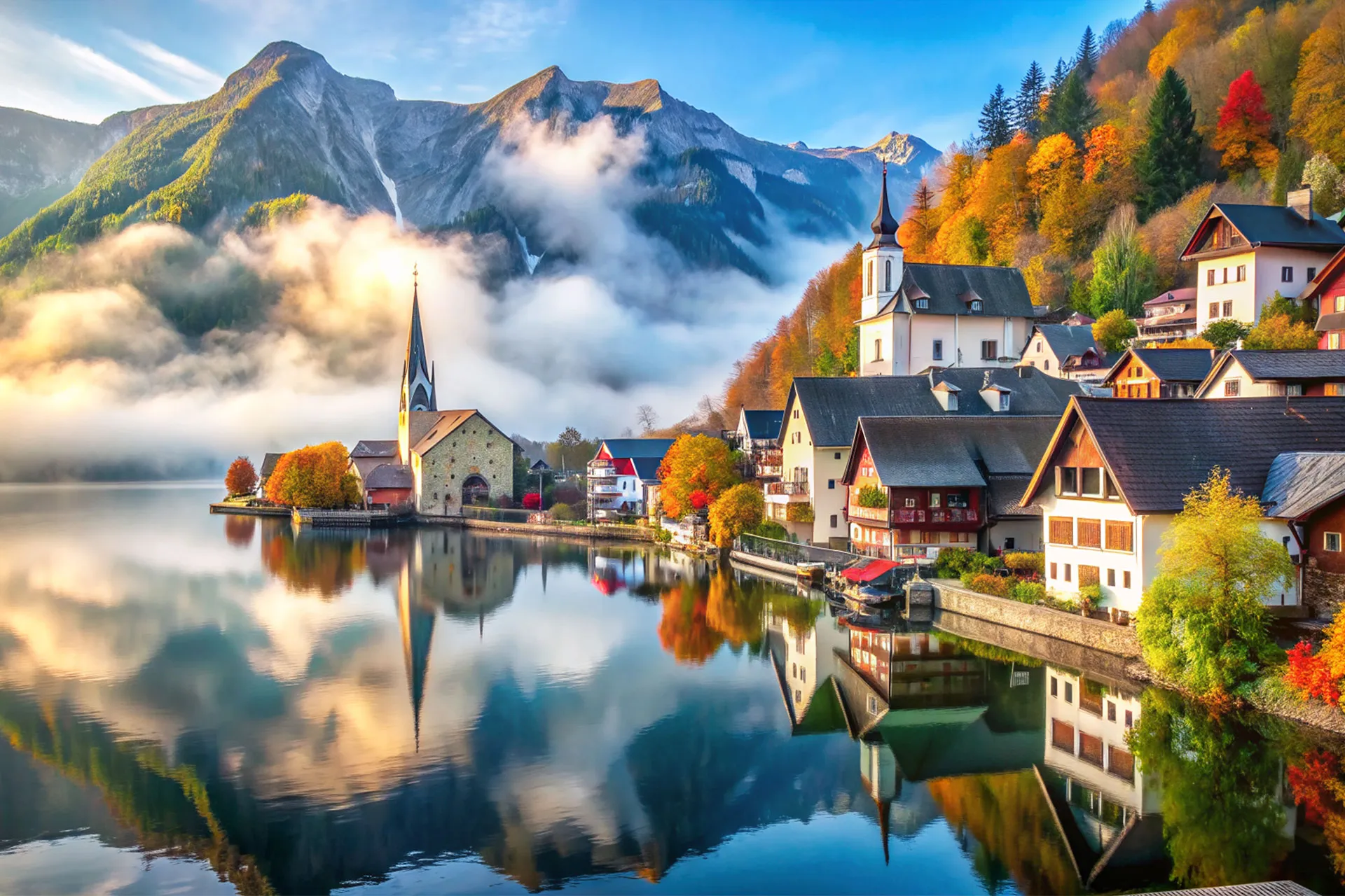 Фотошпалери гірське містечко