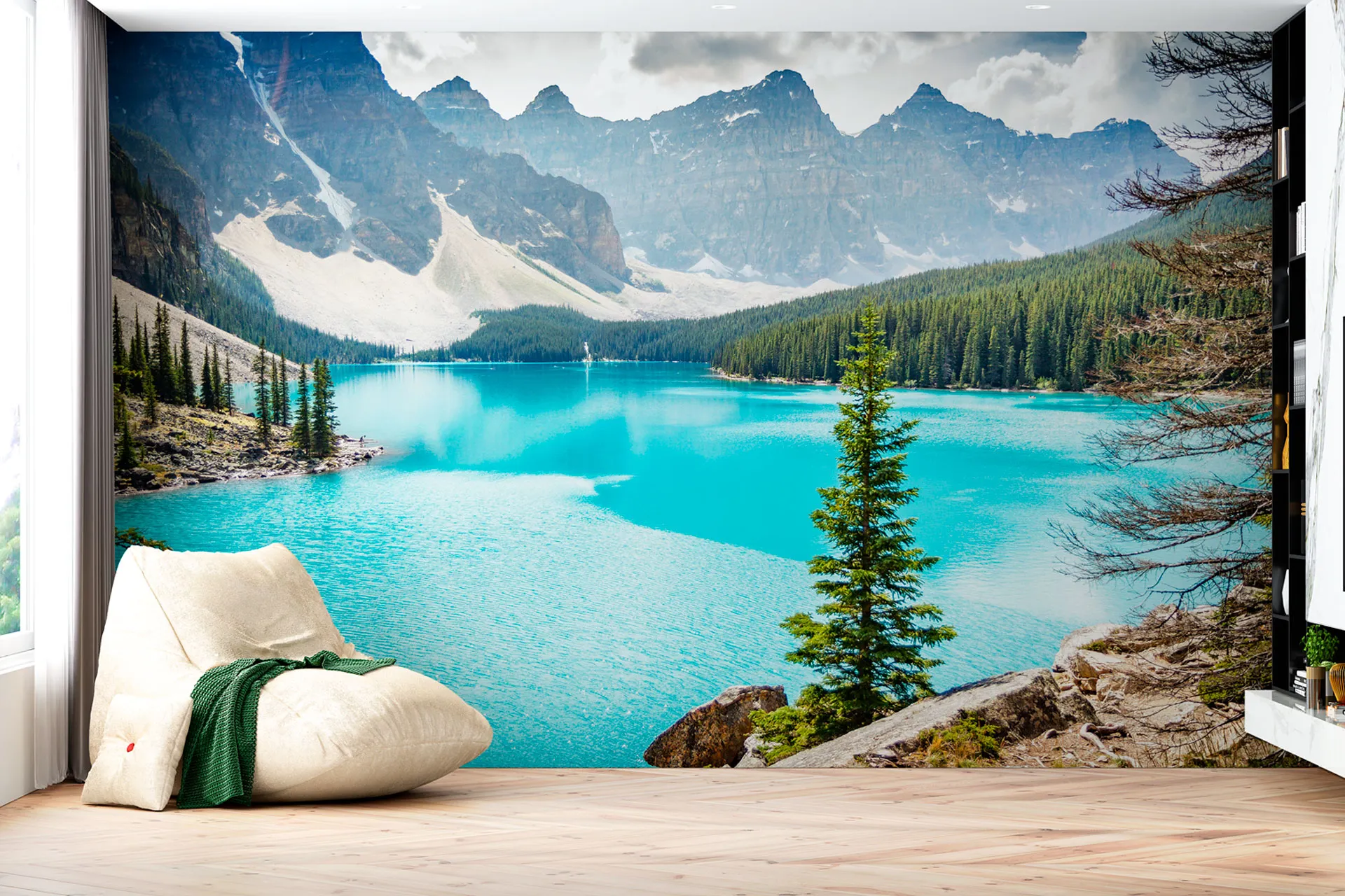 Фотошпалери озеро в обіймах гір