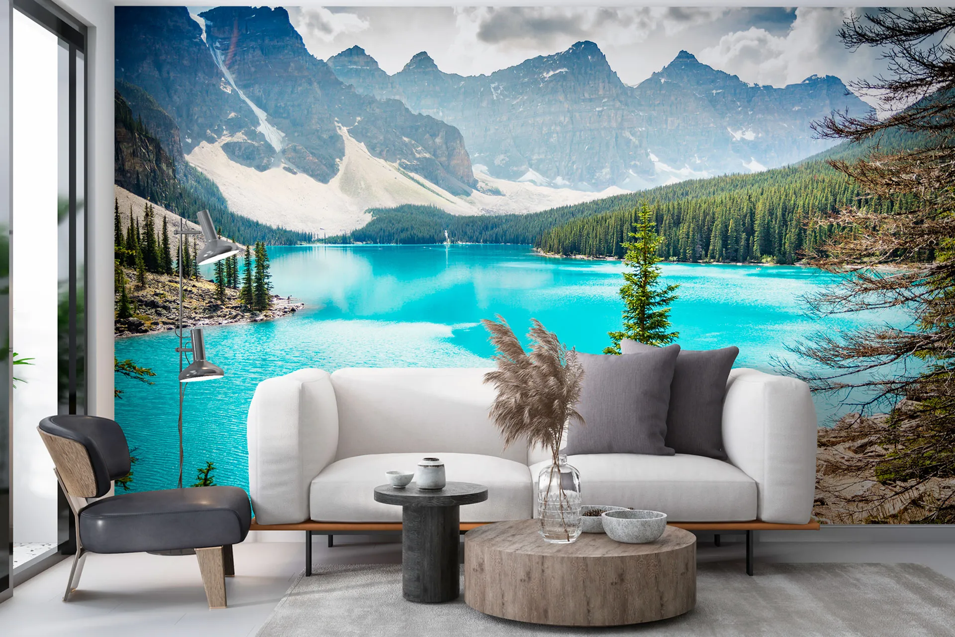 Фотошпалери озеро в обіймах гір