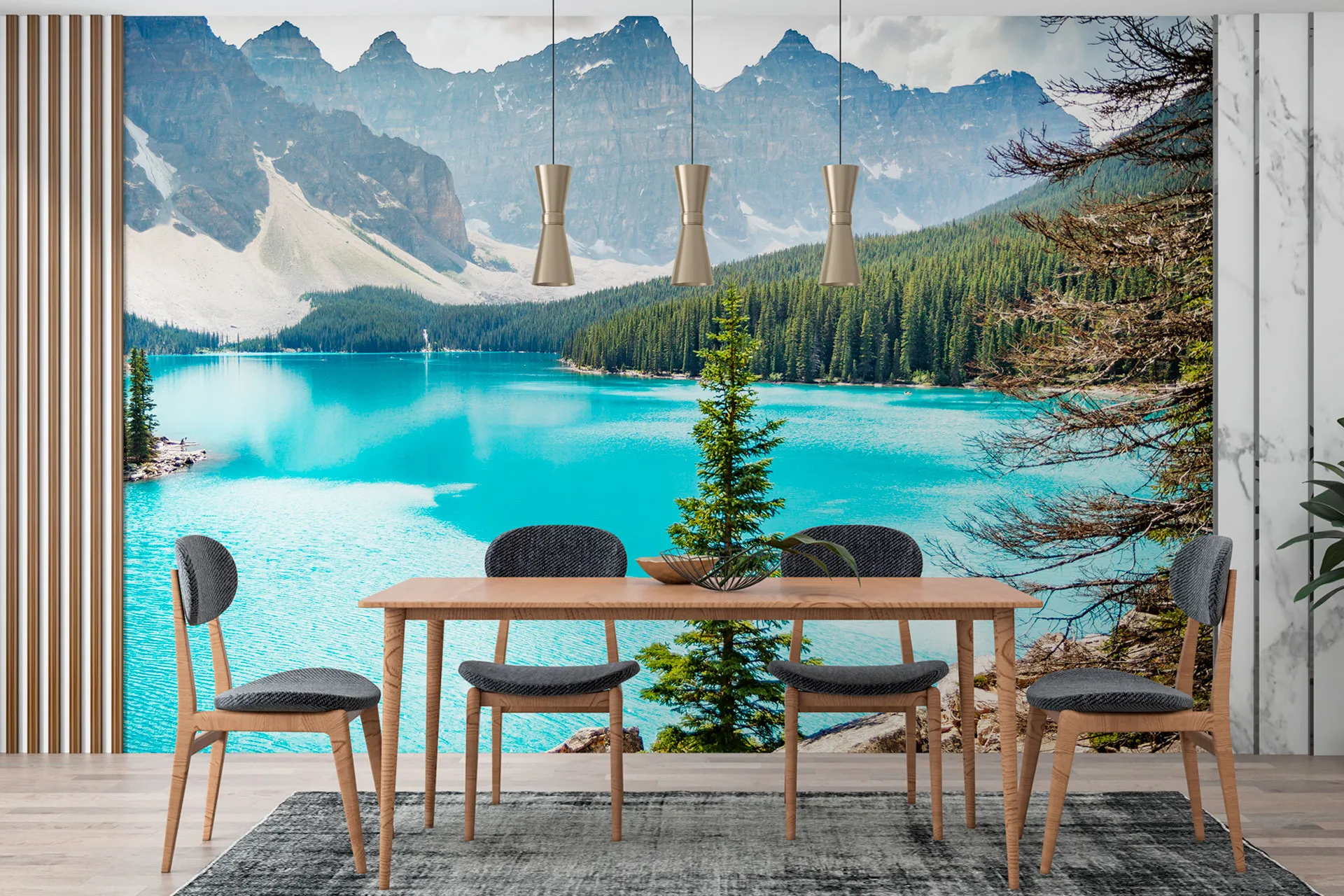 Фотошпалери озеро в обіймах гір