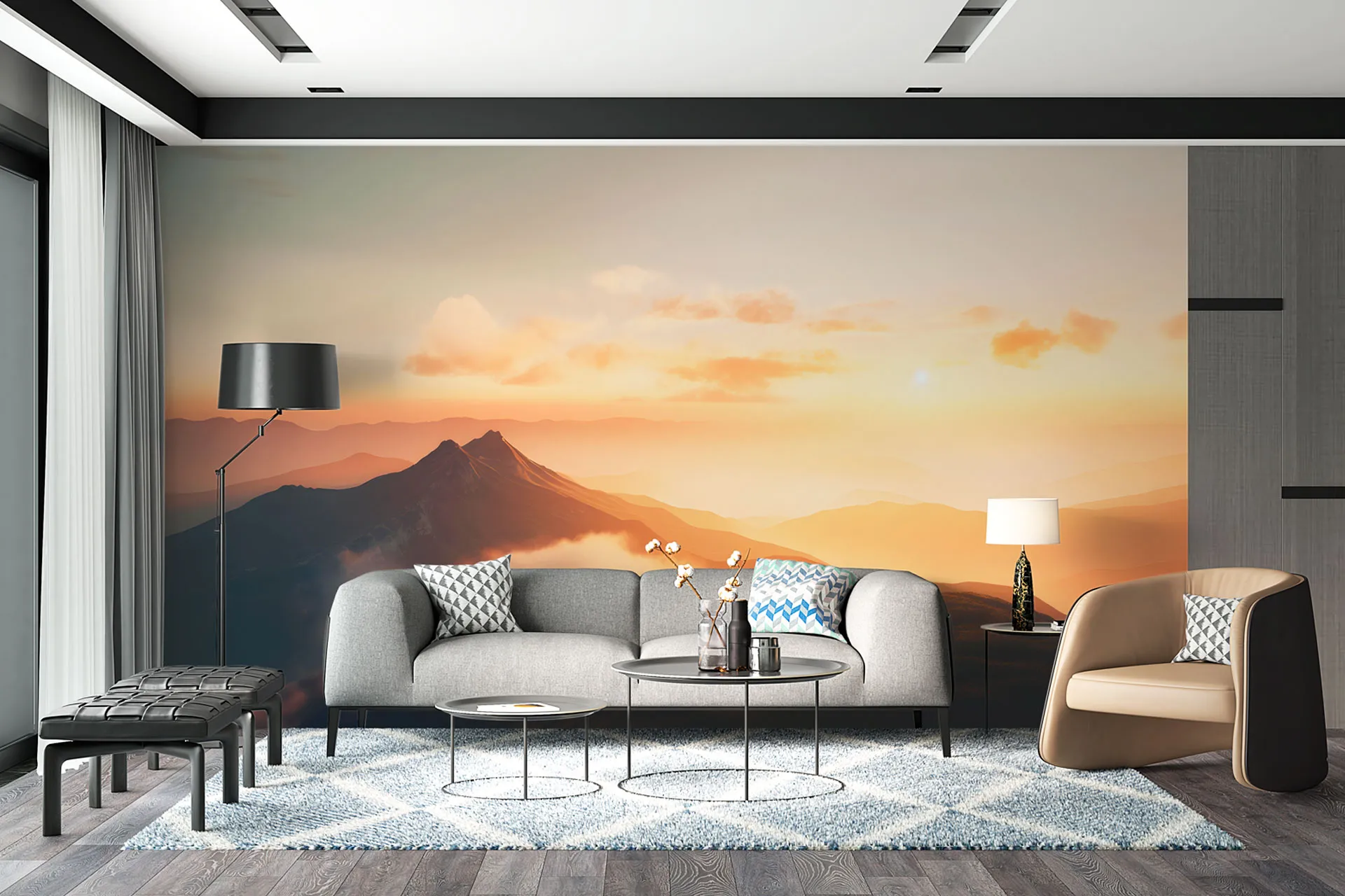 Фотошпалери захід сонця на вершині