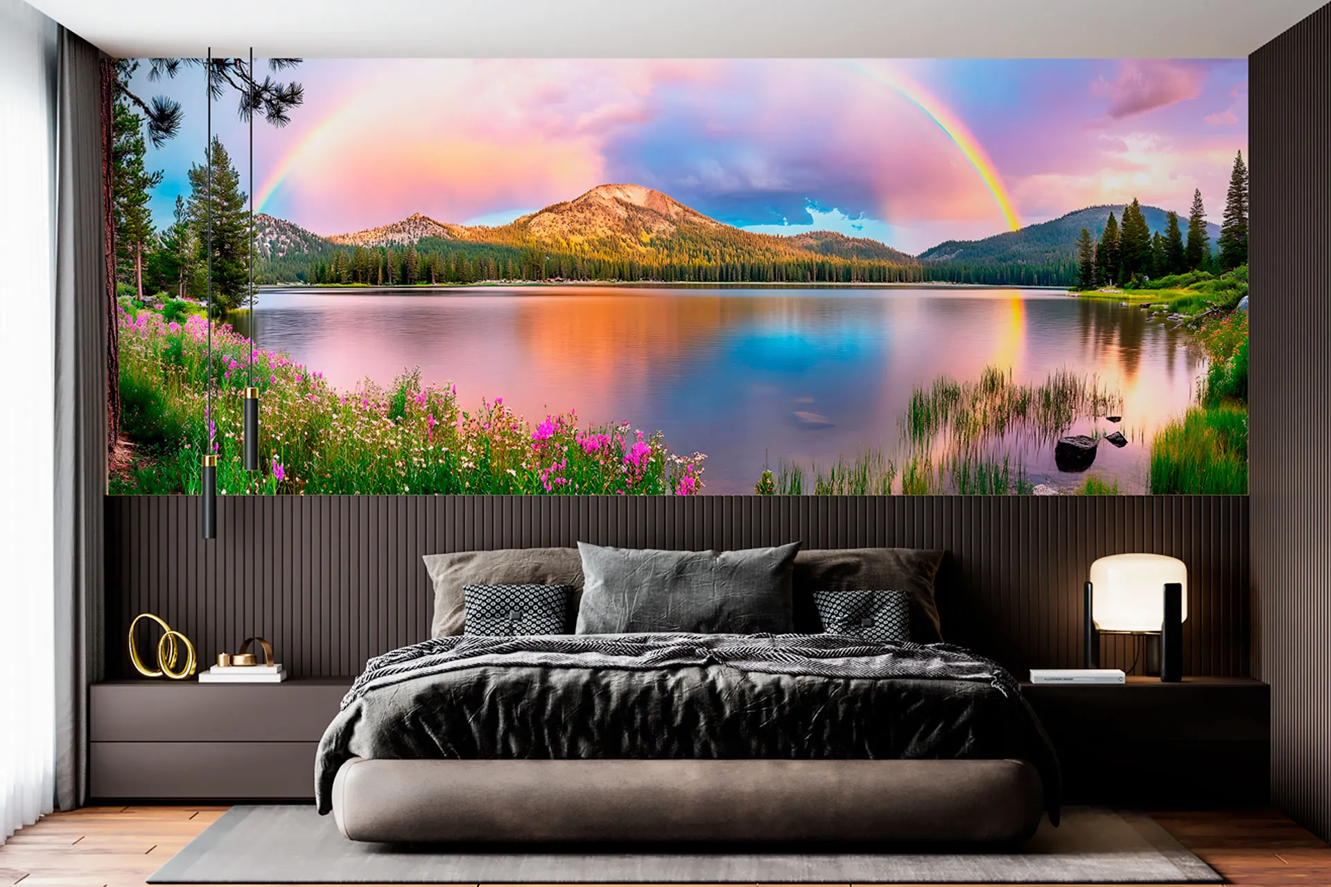 Фотошпалери веселка в горах