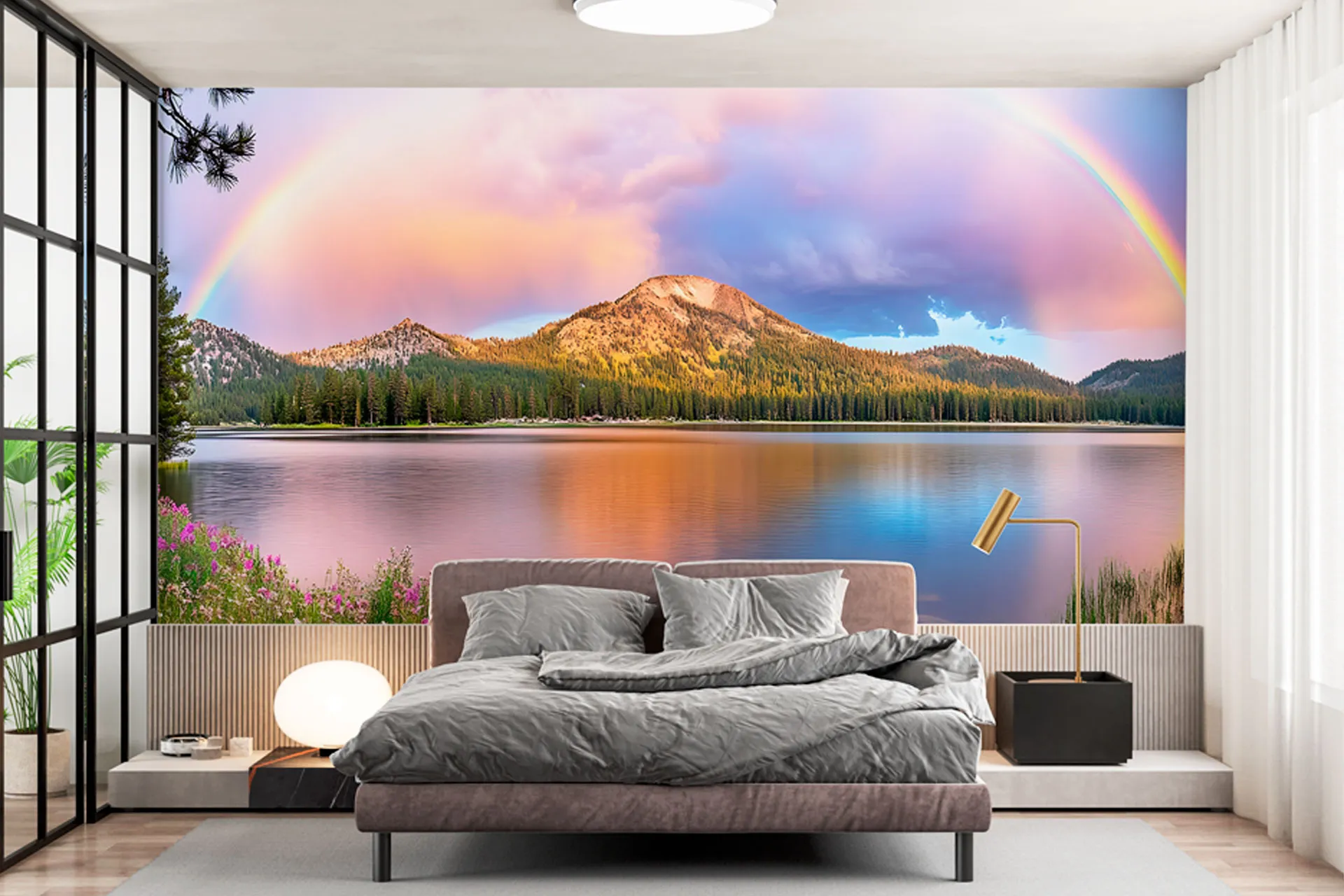 Фотошпалери веселка в горах