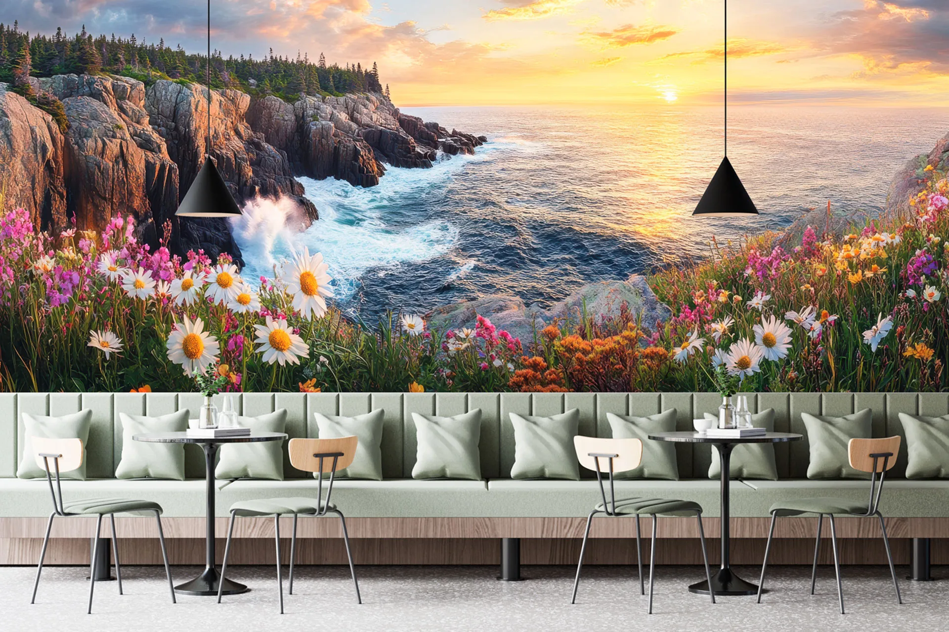 Фотошпалери гірський захід сонця