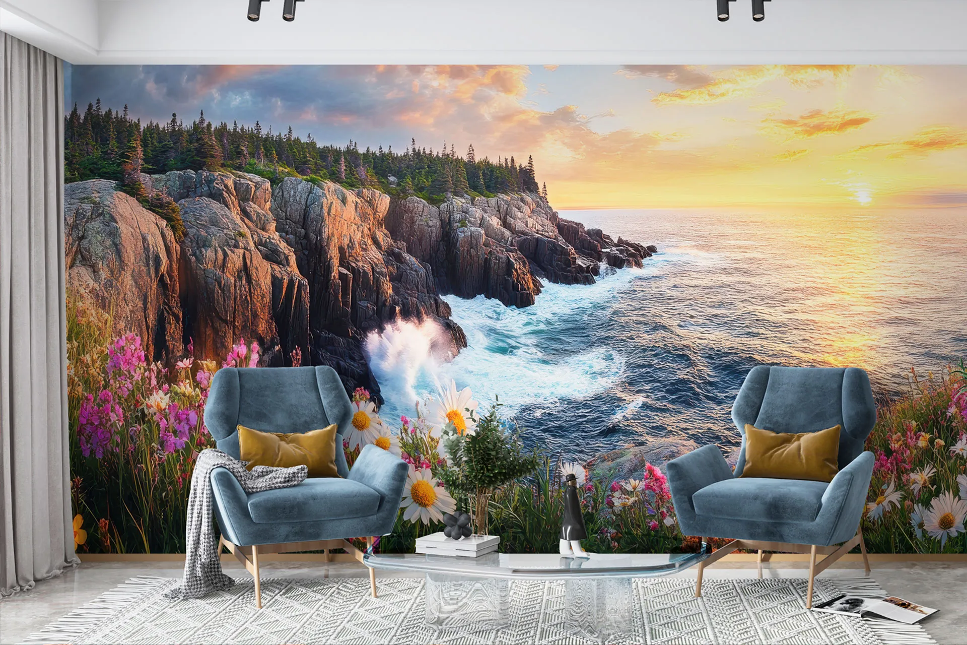 Фотошпалери гірський захід сонця