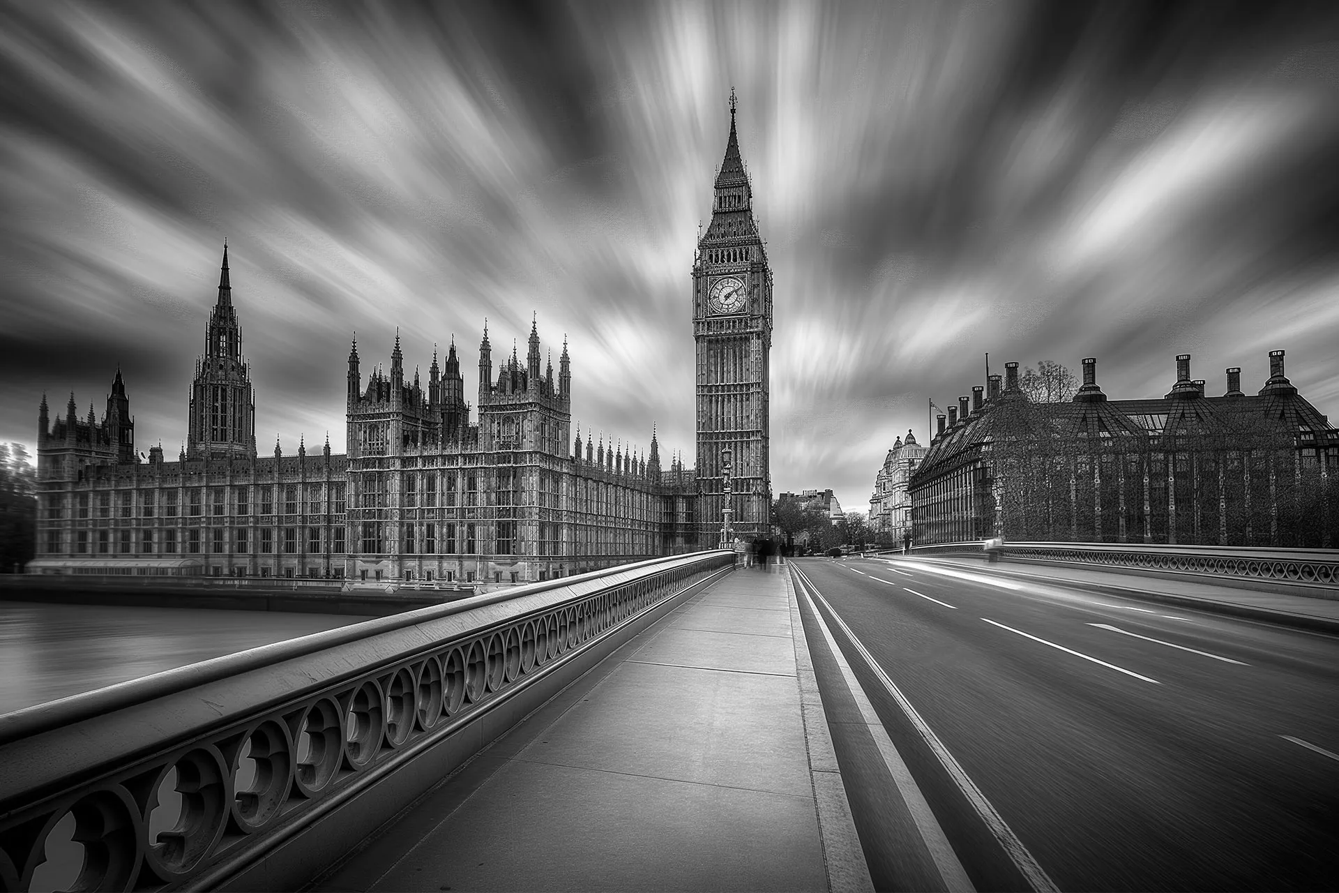 Фотошпалери чорно білий дизайн з видом Лондона.