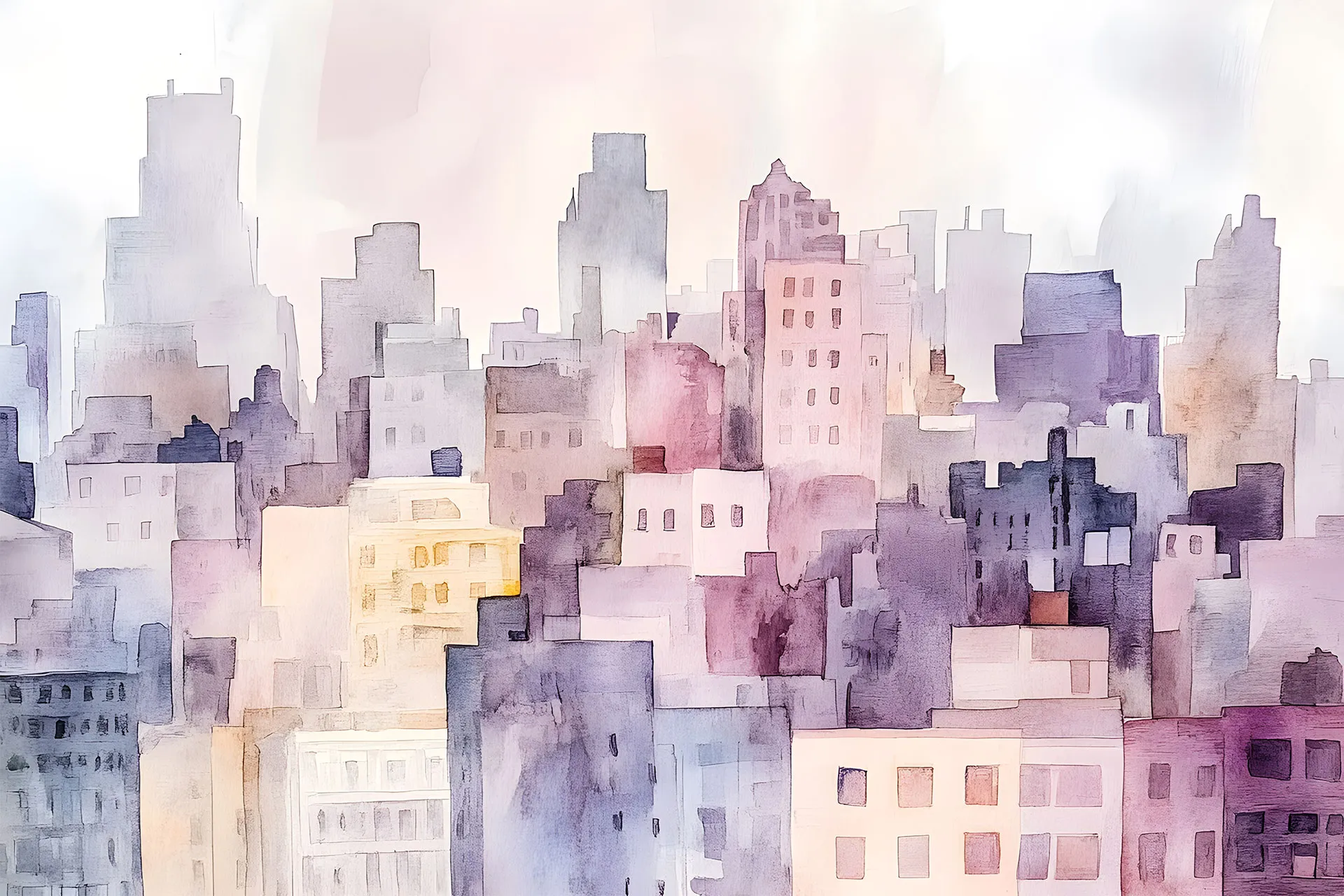 Фотошпалери яскрава ілюстрація міського горизонту.