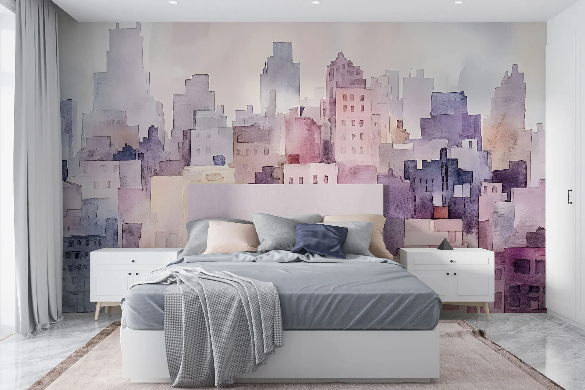 Фотошпалери яскрава ілюстрація міського горизонту.