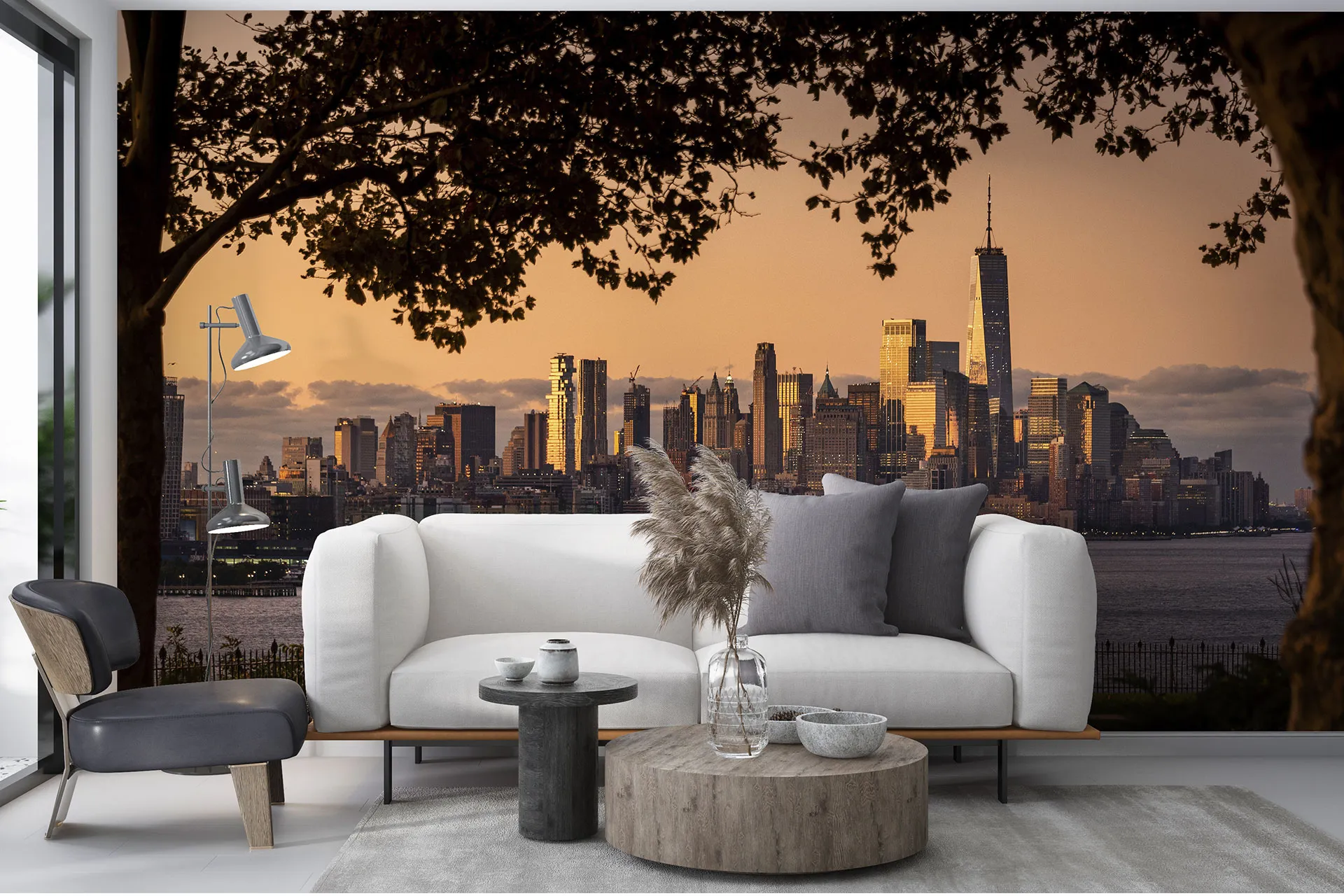 Фотошпалери прекрасний вечірній вид на мегаполіс.