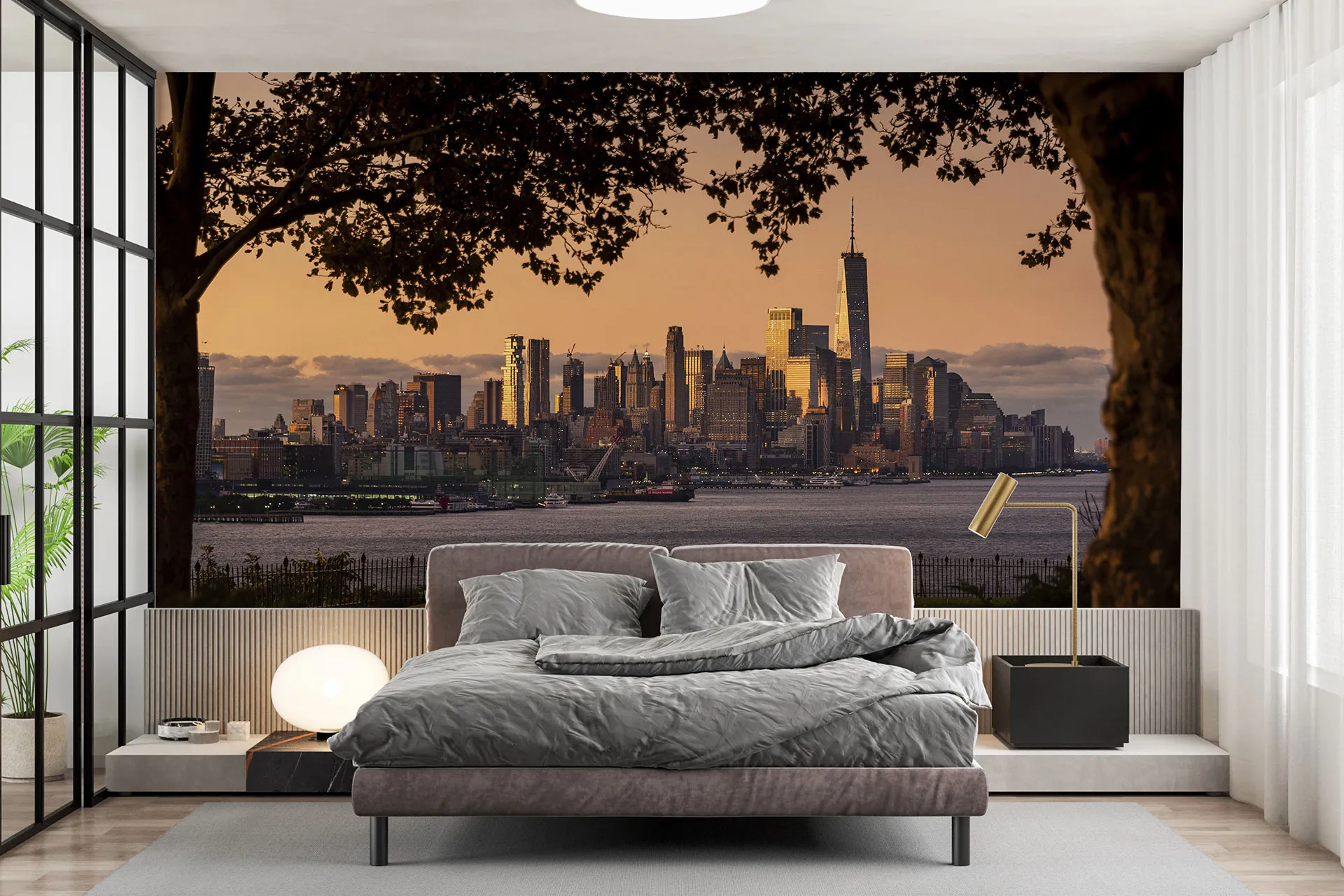 Фотошпалери прекрасний вечірній вид на мегаполіс.