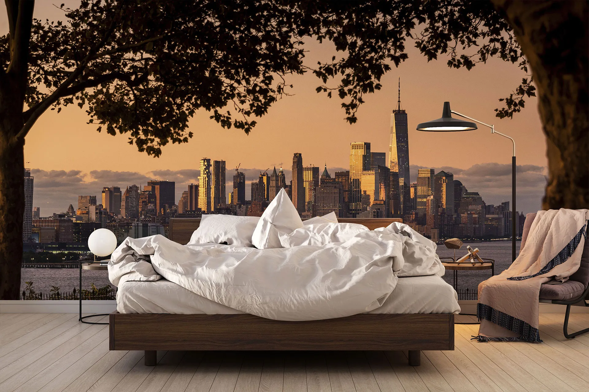 Фотошпалери прекрасний вечірній вид на мегаполіс.