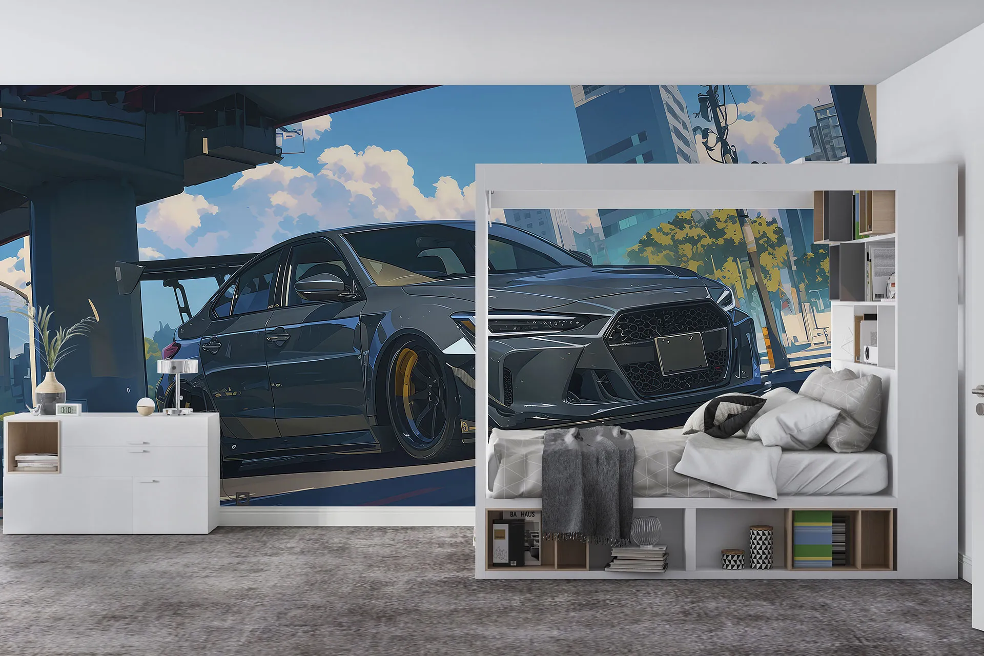 Фотошпалери шикарна сіра машина.