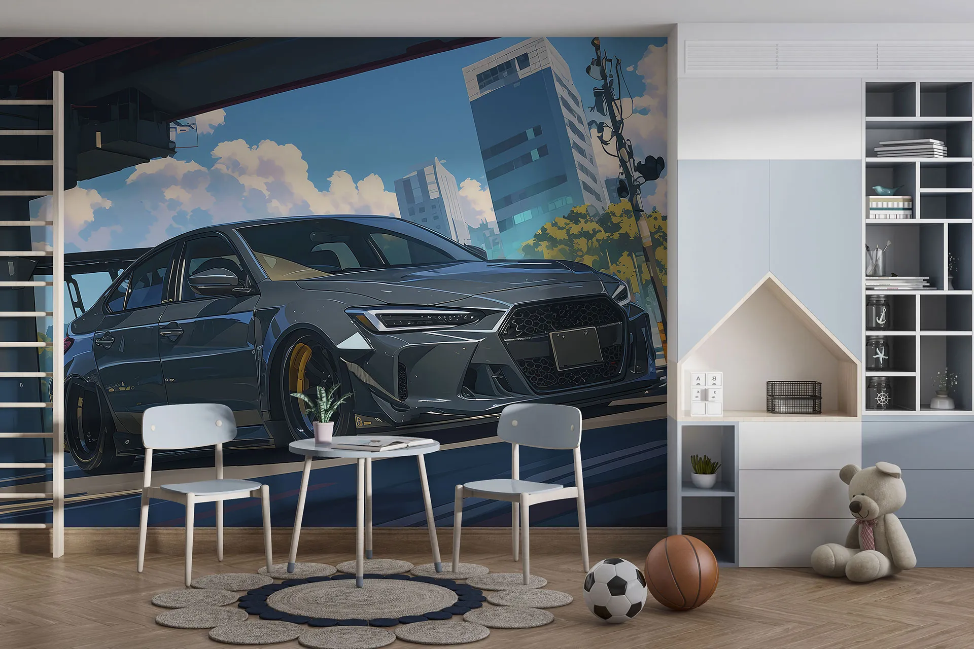 Фотошпалери шикарна сіра машина.