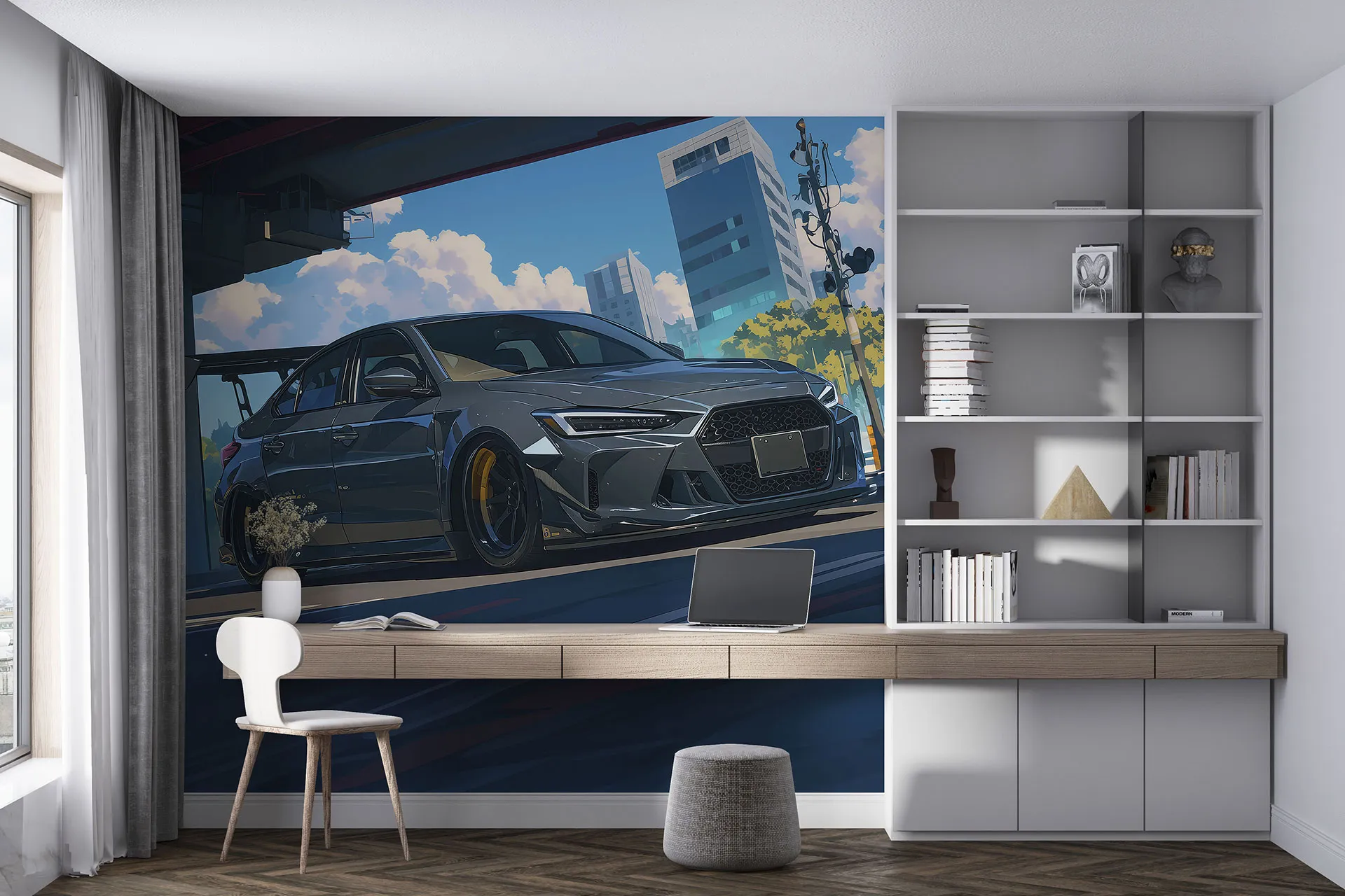 Фотошпалери шикарна сіра машина.