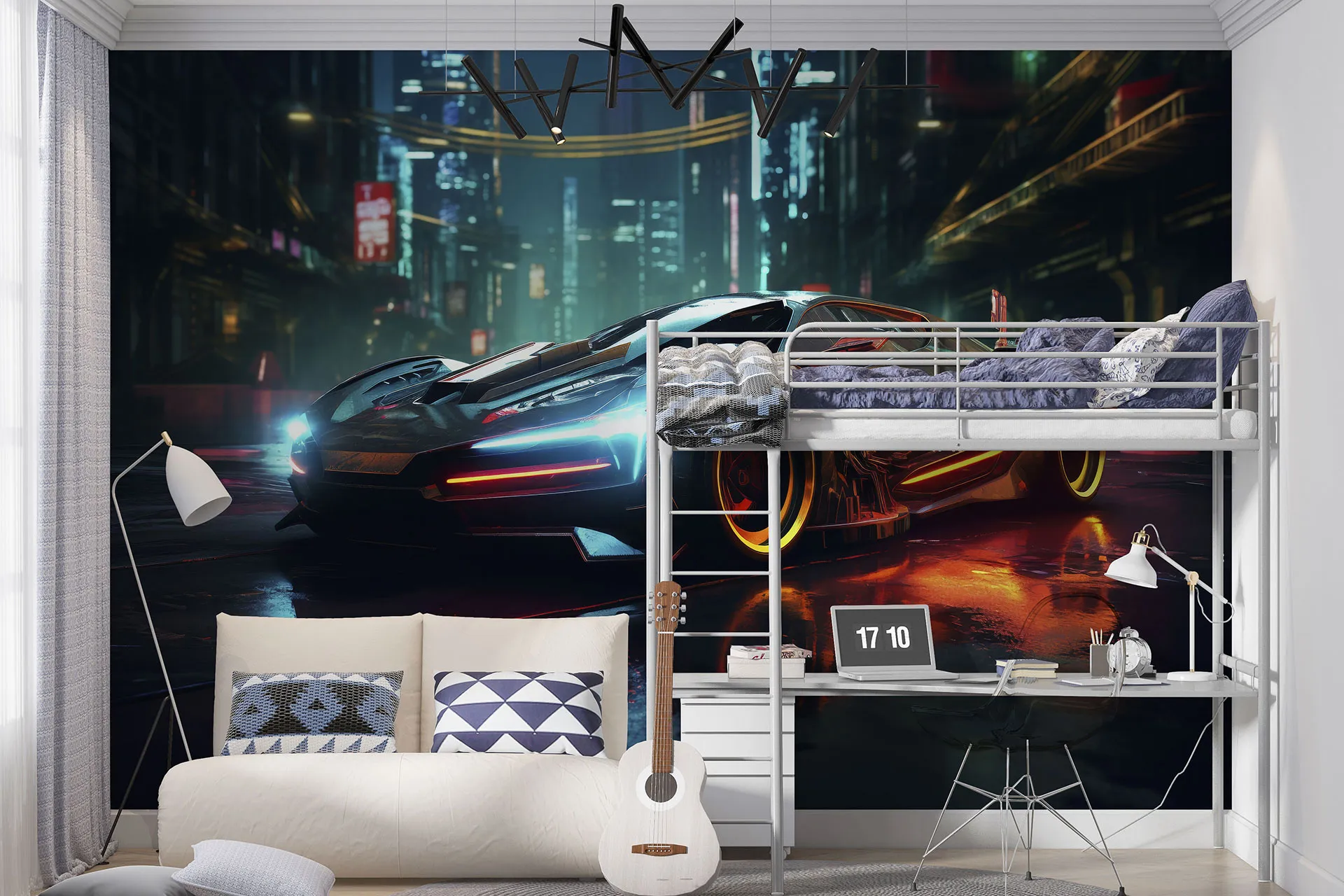 Фотошпалери фантастичне авто в нічному місті.