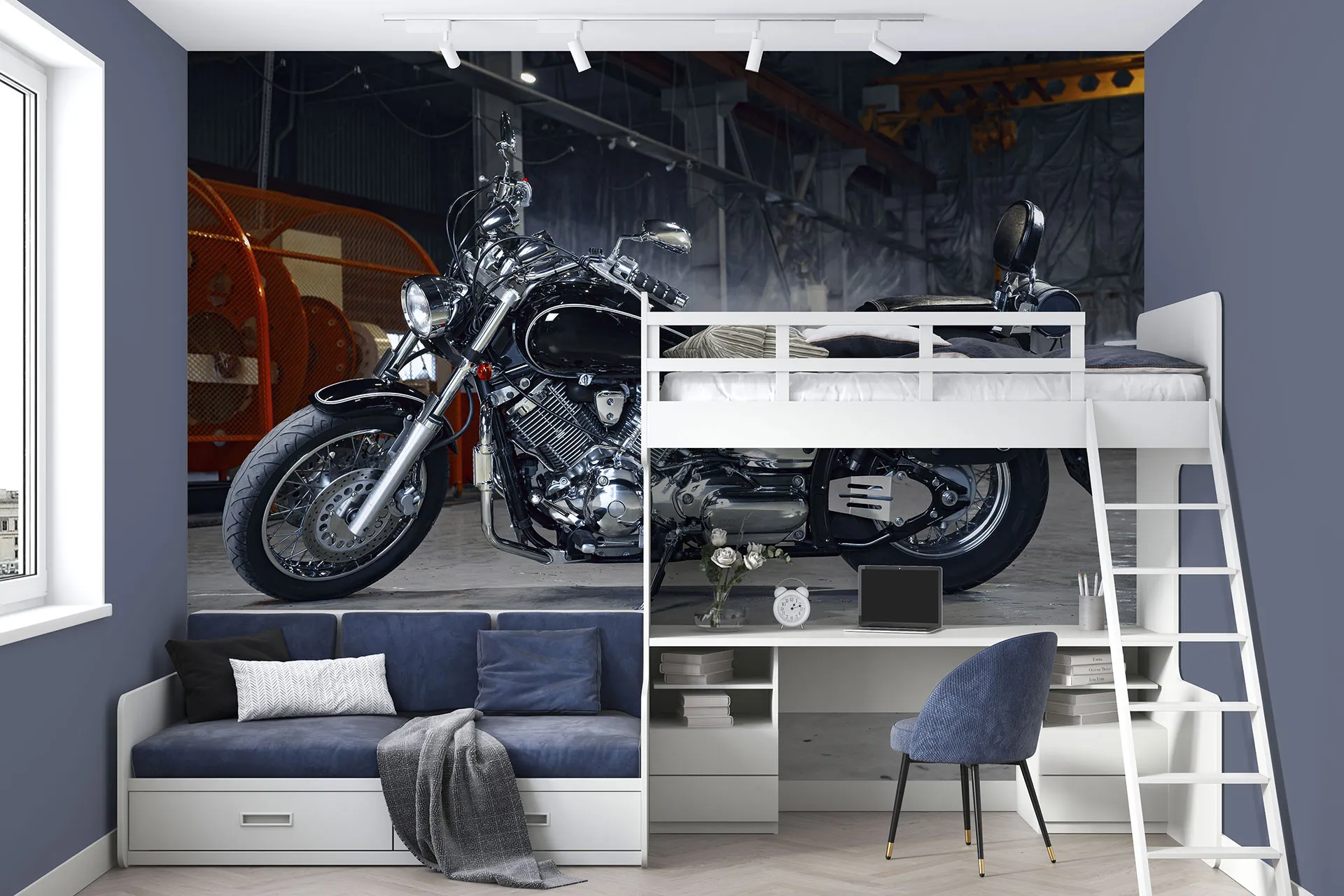 Фотошпалери чорний мотоцикл.