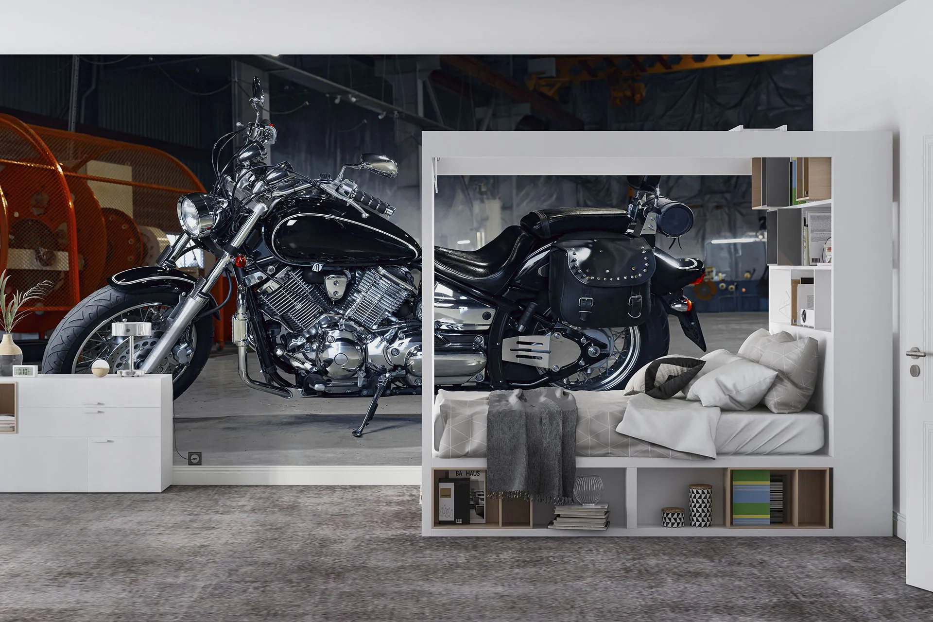 Фотошпалери чорний мотоцикл.