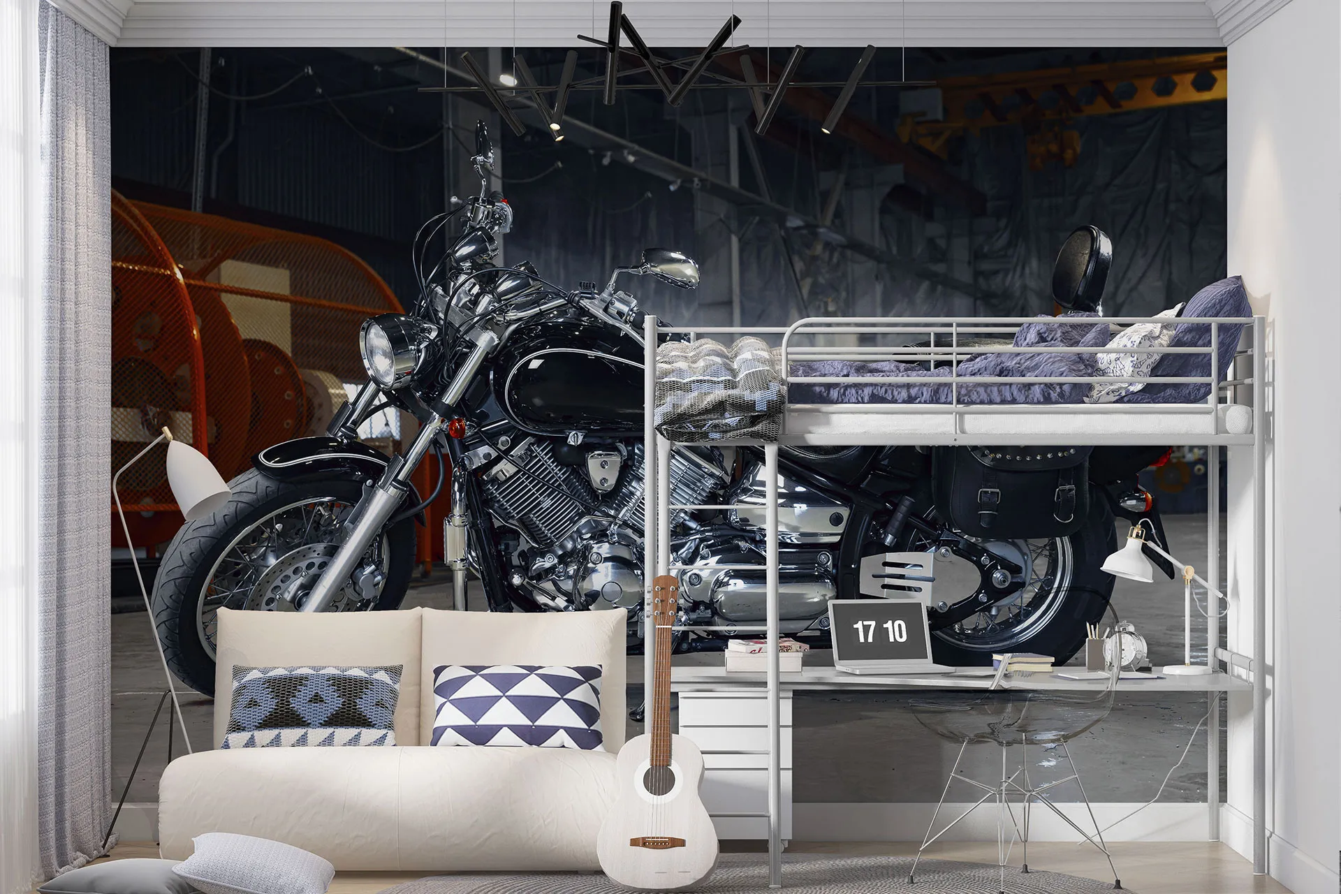 Фотошпалери чорний мотоцикл.